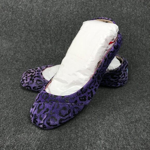 TOMS One for One Womens 6.5 Purple Leopard Cheetah Ballet Flats Loafers Shoes - Picture 1 of 7